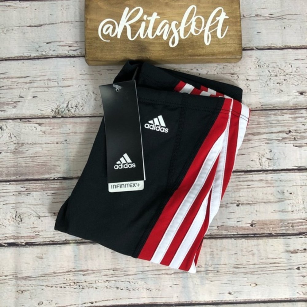 Adidas Solid Splice Jammer Swimsuit - Red - Picture 5 of 6